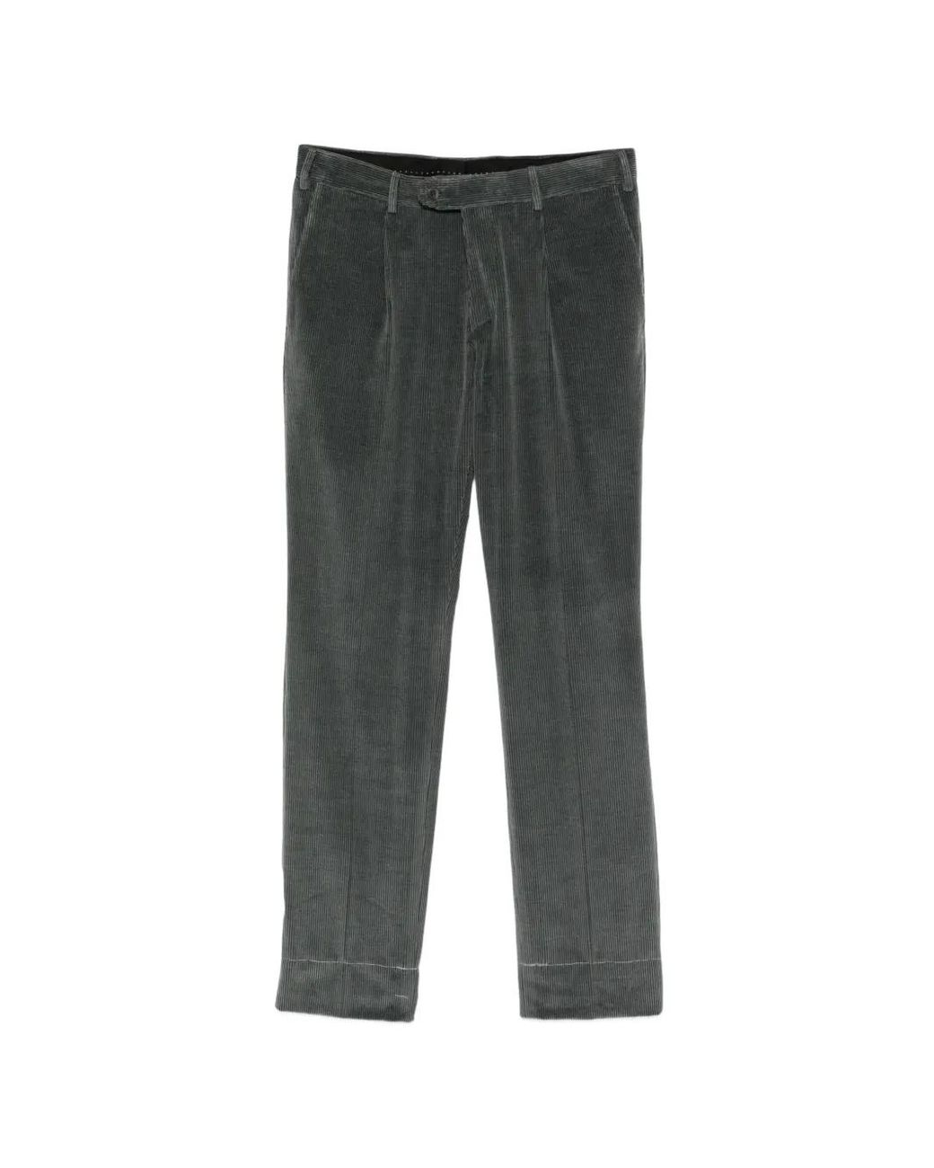 Brioni Gray Pleated Corduroy Trousers for men
