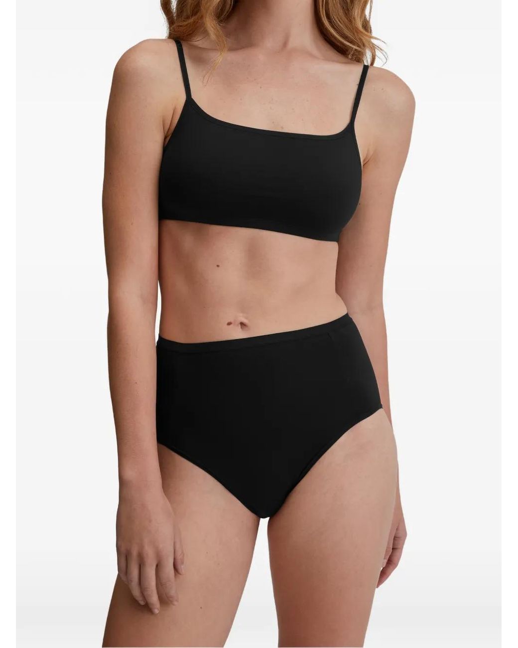 Calida Black Square-Neck Spaghetti-Strap Bra