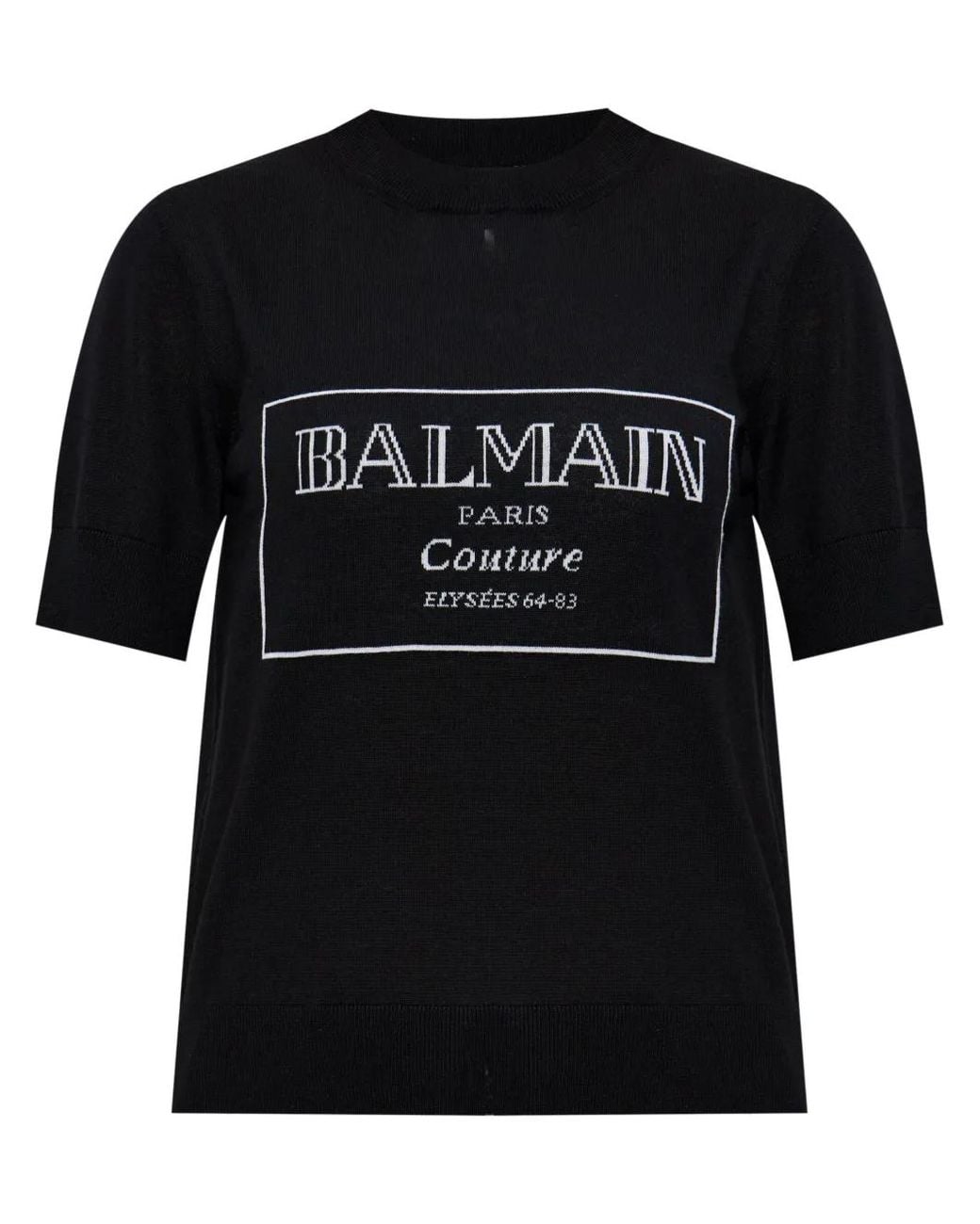 Balmain Black Logo-Print Knit T-Shirt