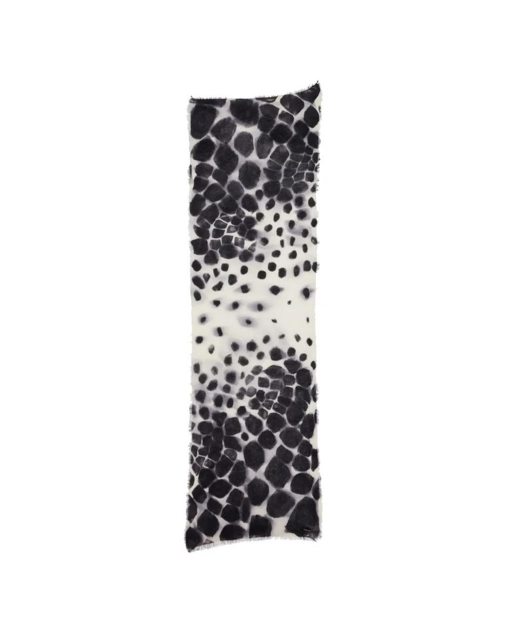 Faliero Sarti White Animal-Print Frayed Scarf