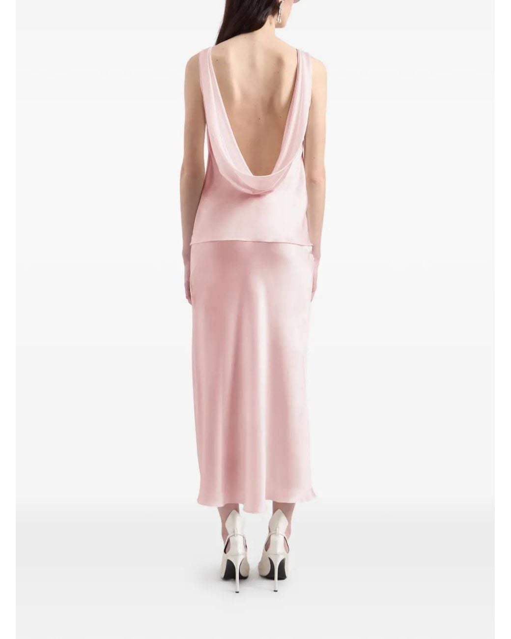 Nina Ricci Pink Draped-Back Silk Top