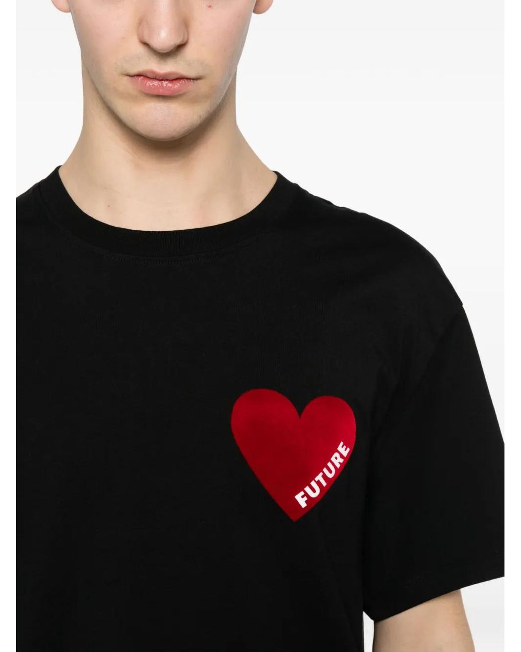 From Future Black Heart-Motif T-Shirt for men