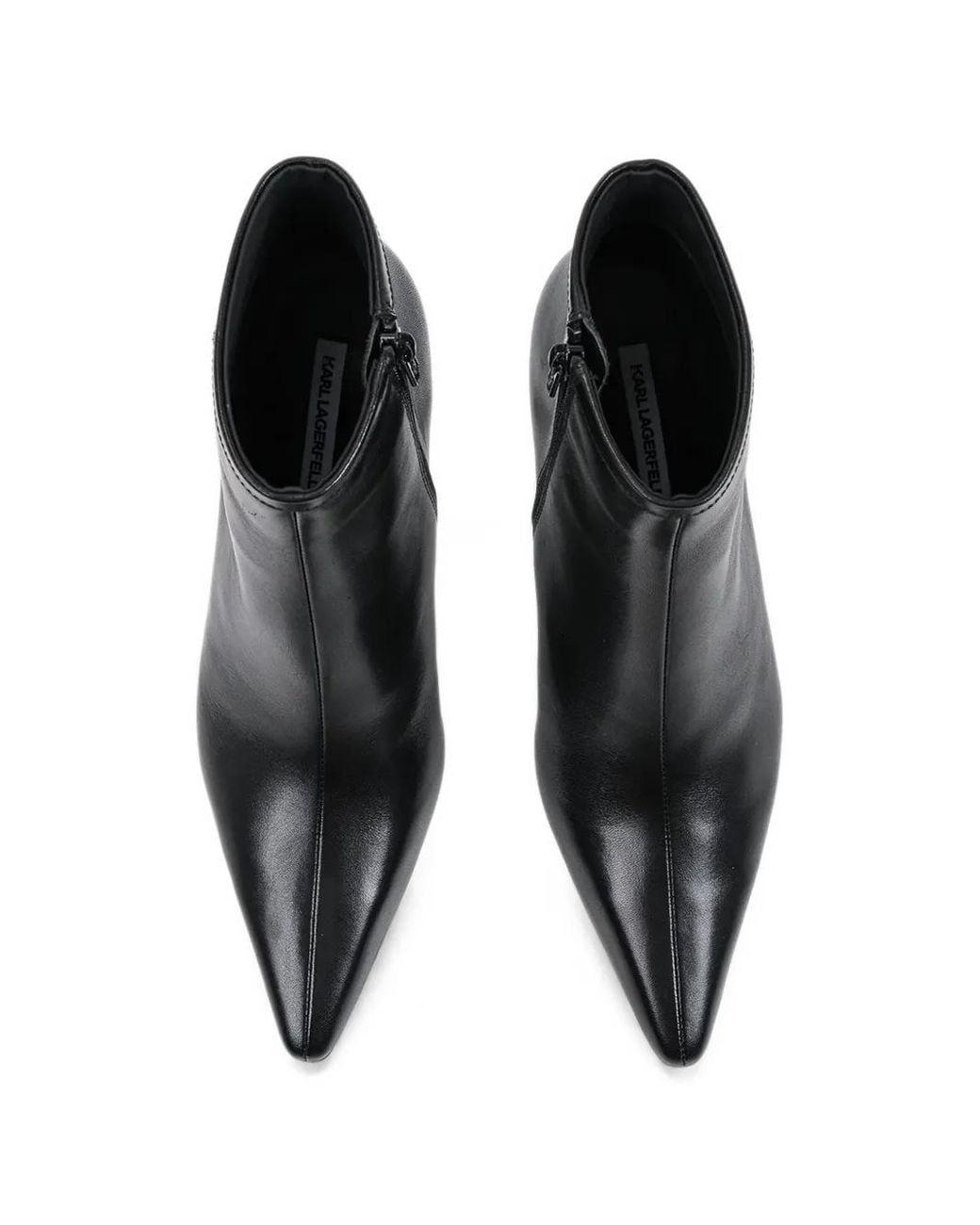 Karl Lagerfeld Black Pointed-Toe Ankle Boots