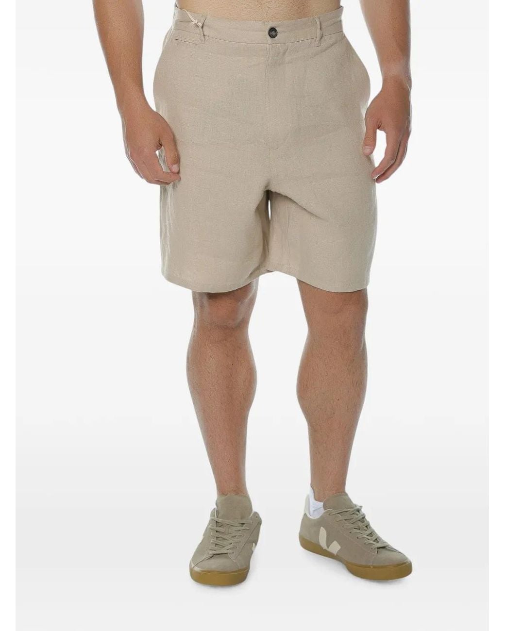 Trussardi Natural Elasticated-Waist Linen Shorts for men