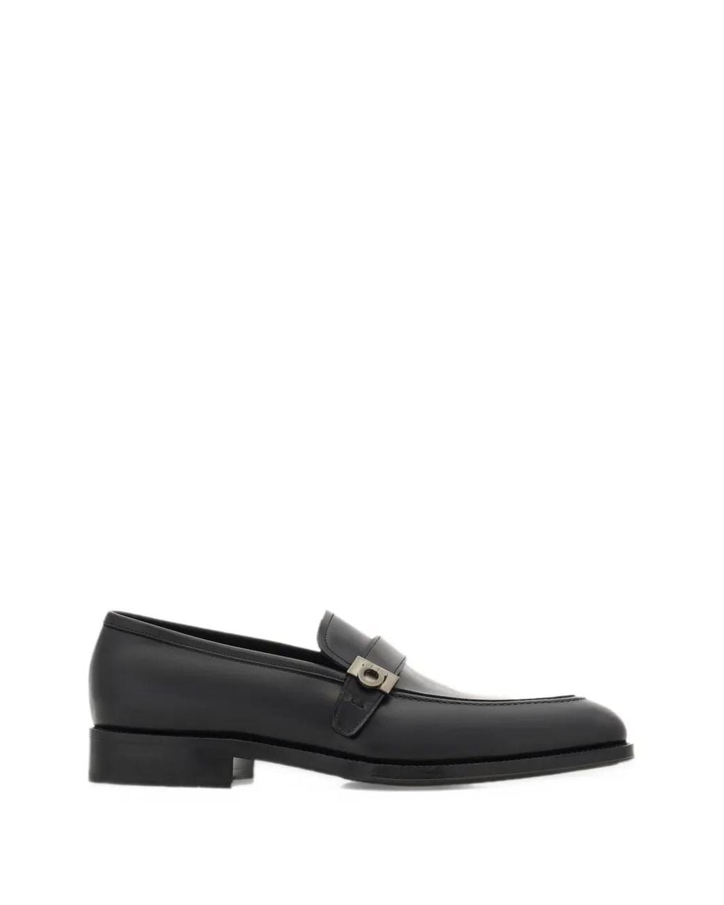 Ferragamo Black Loafers With Hug Buckle for men