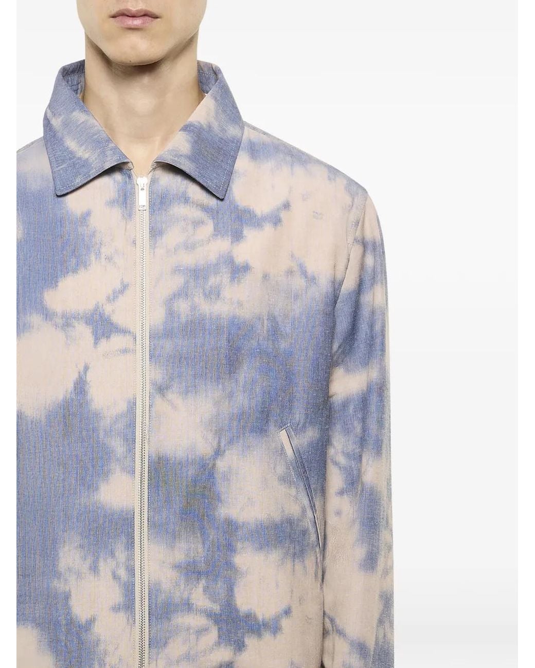 Laneus White Tie-Dye Zip Jacket for men