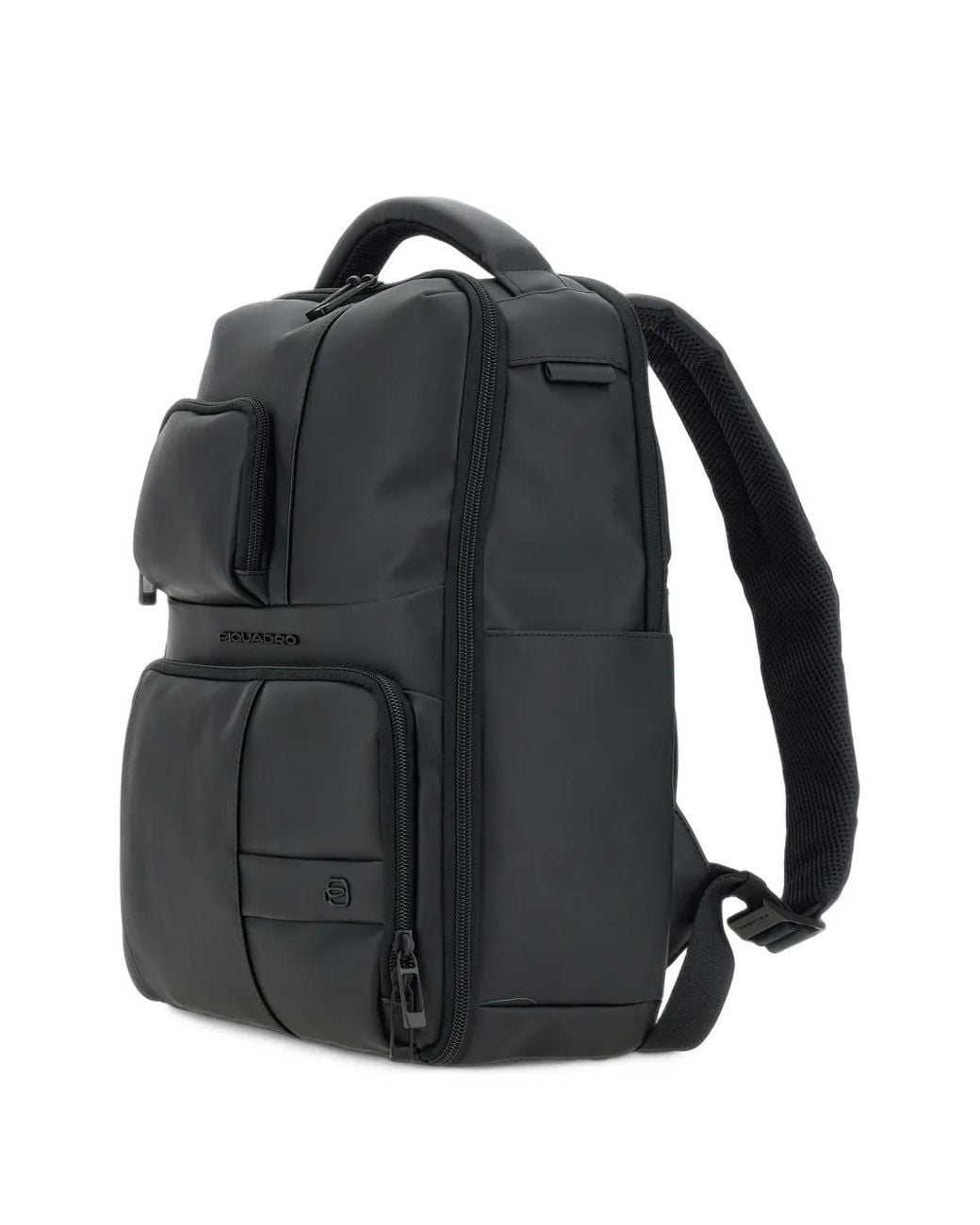 Piquadro Black Wollem Rubberised-Effect Backpack for men
