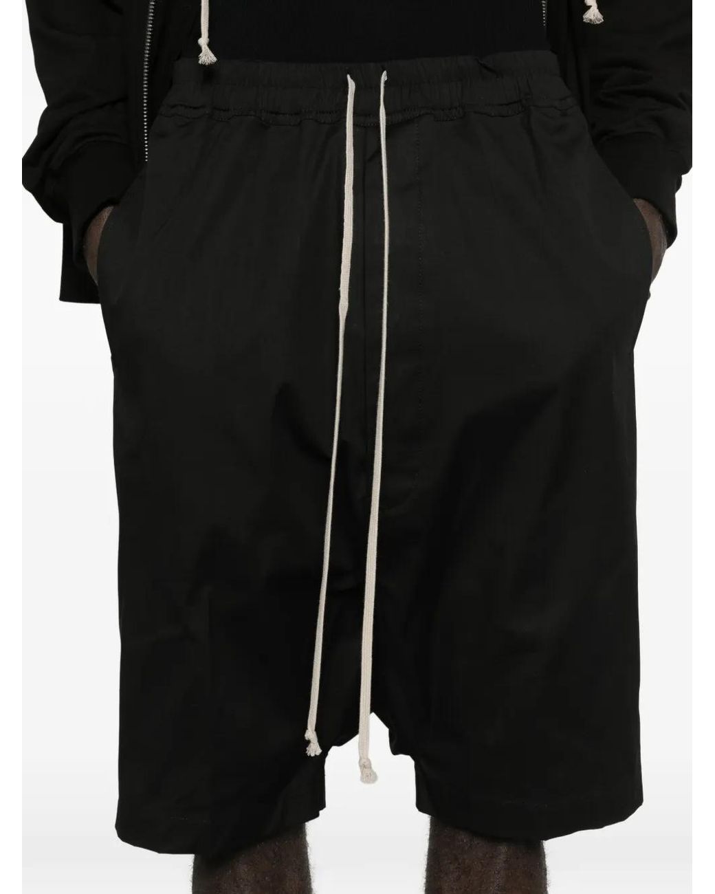 Rick Owens Drawstring Drop-Crotch Shorts in Black for Men | Lyst
