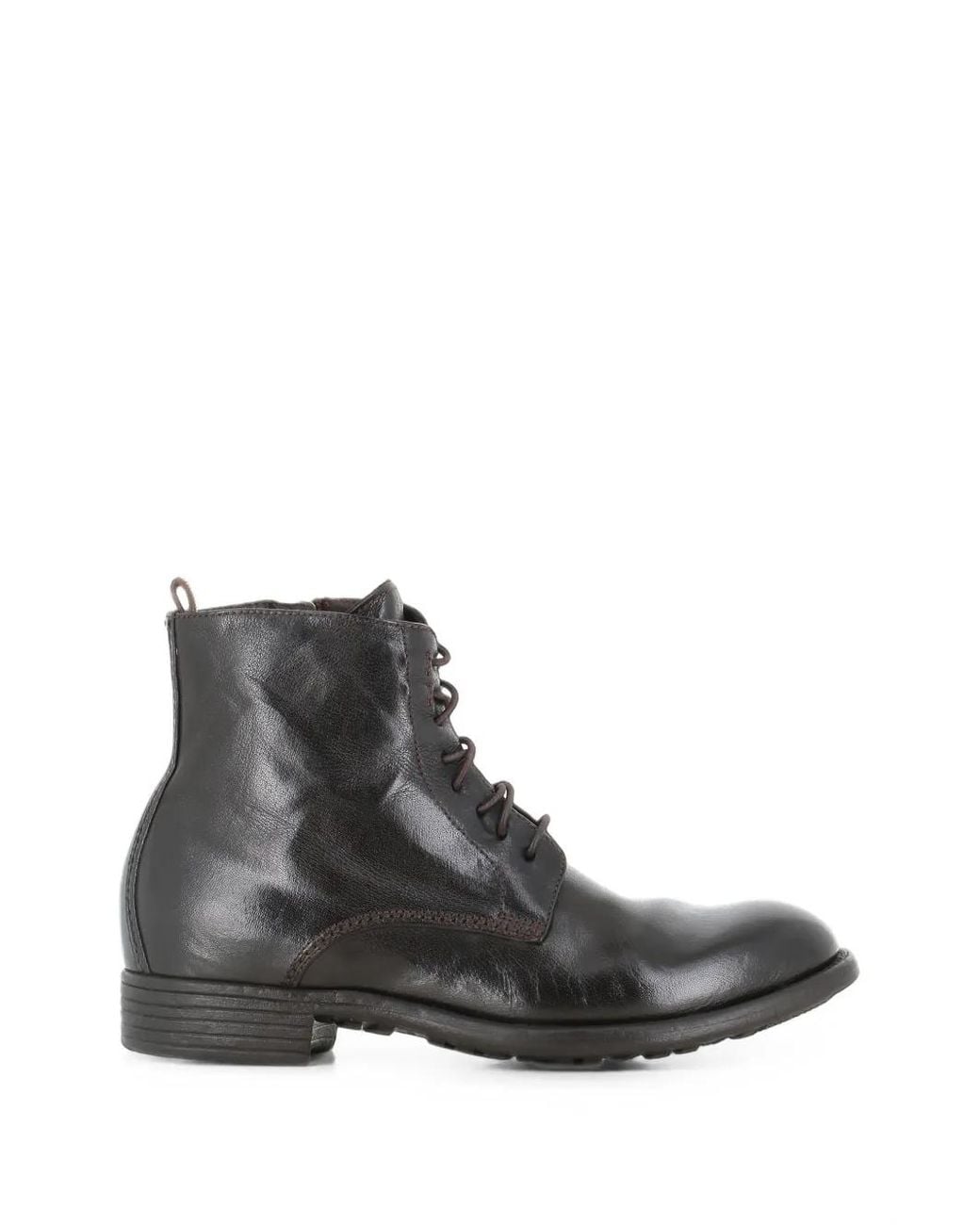 Officine Creative Black Calixte Lace-Up Leather Ankle Boots
