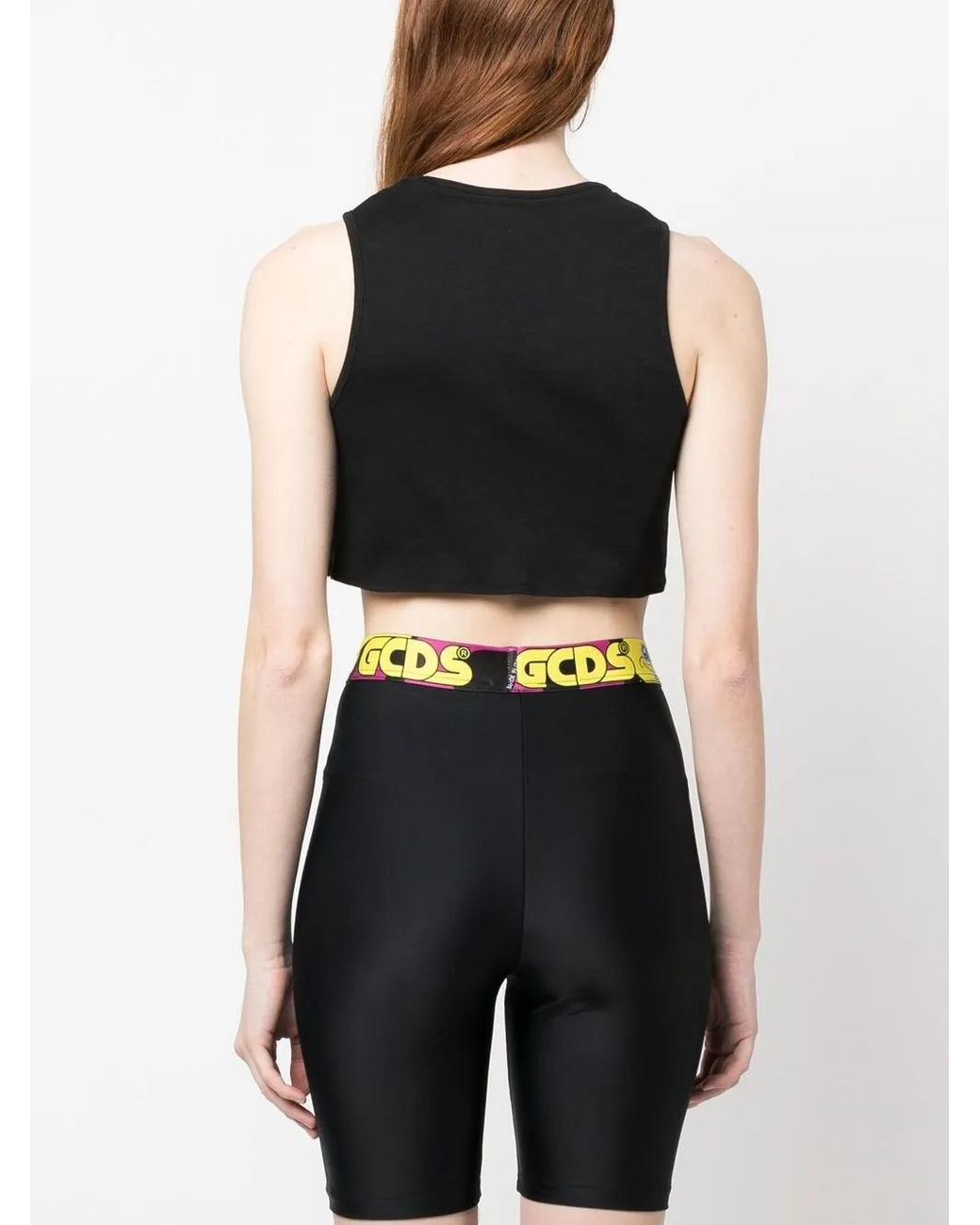 Gcds Black Graphic-Print Cropped Vest