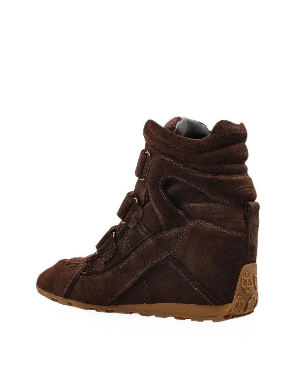Naked Wolfe Brown Element Croc-Effect Suede Sneakers