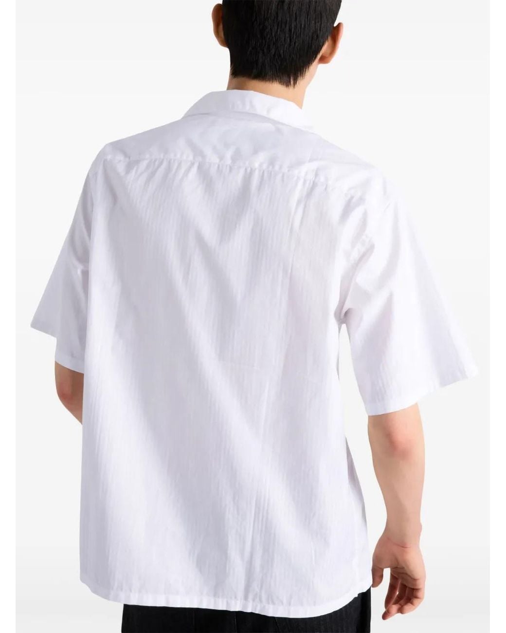 Prada White Logo-Patch Bowling Shirt for men