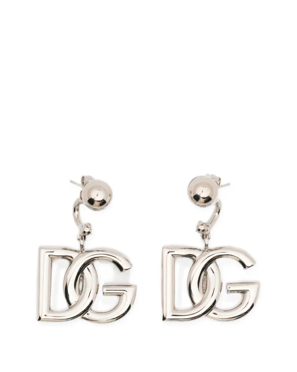 Dolce & Gabbana White Dg Logo Drop Earrings