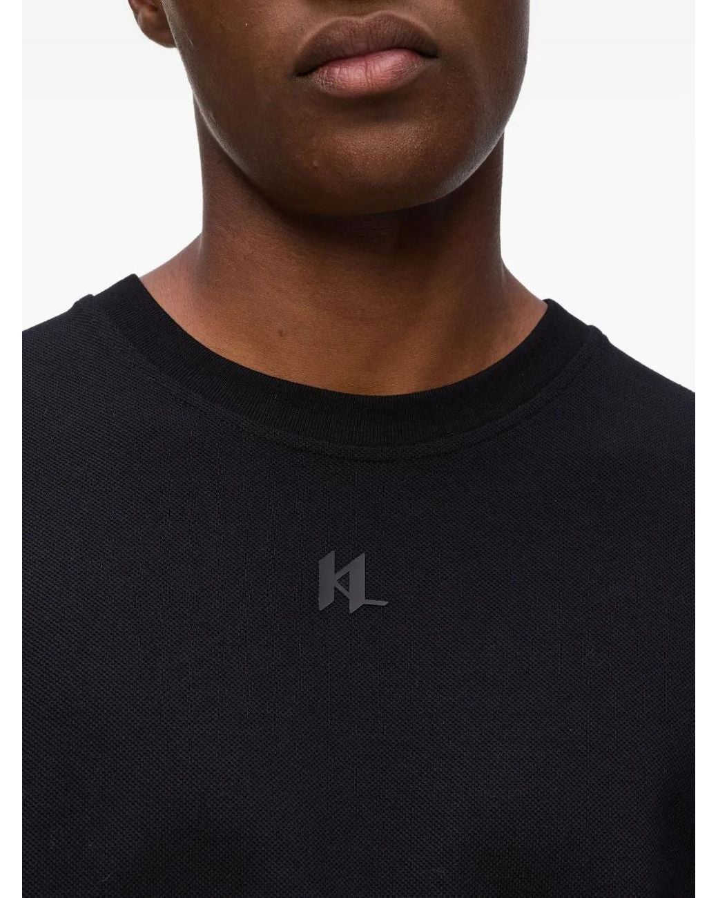 Karl Lagerfeld Black Logo-Print T-Shirt for men