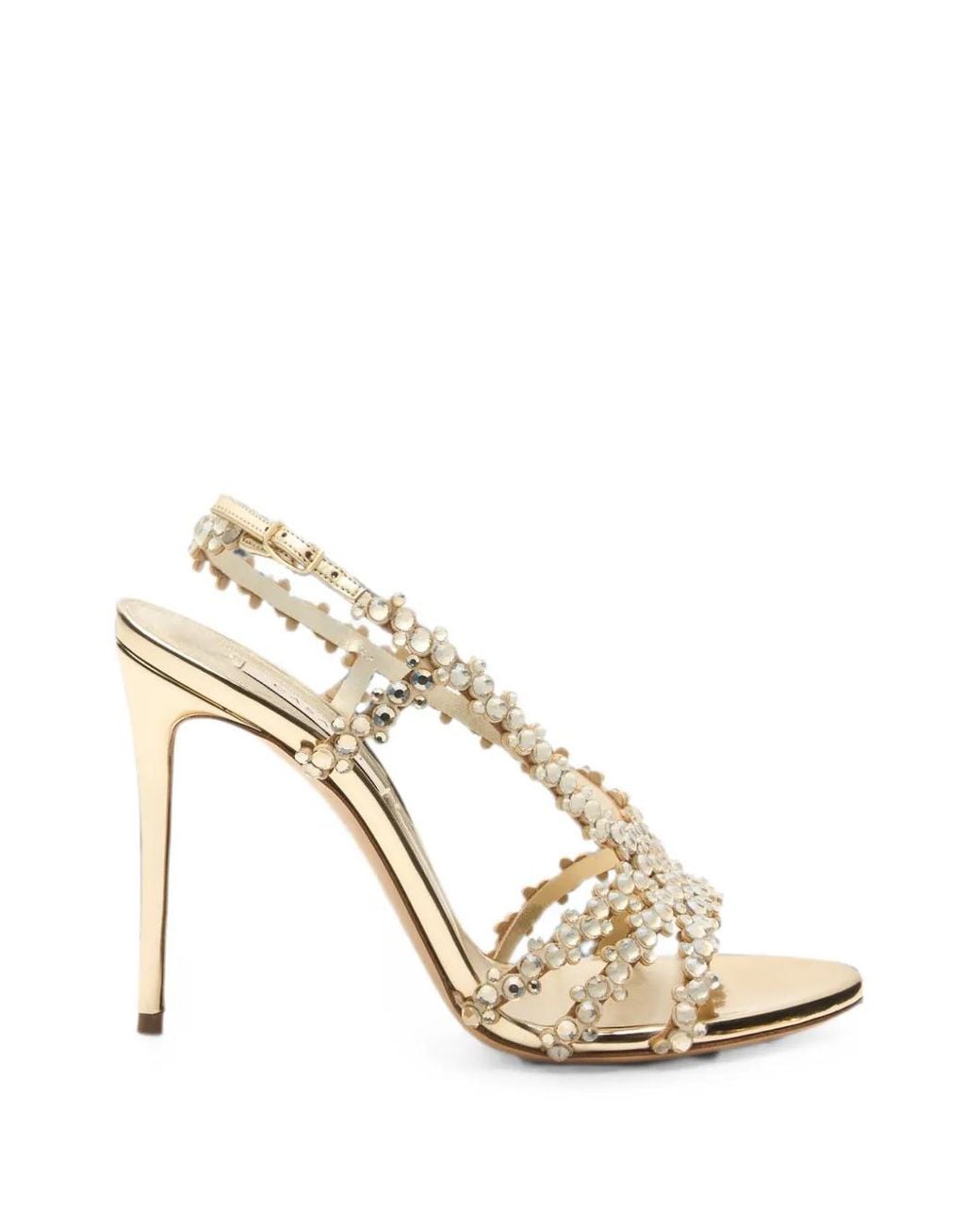 Casadei Metallic Julia C-Love Crystal-Embellished Sandals