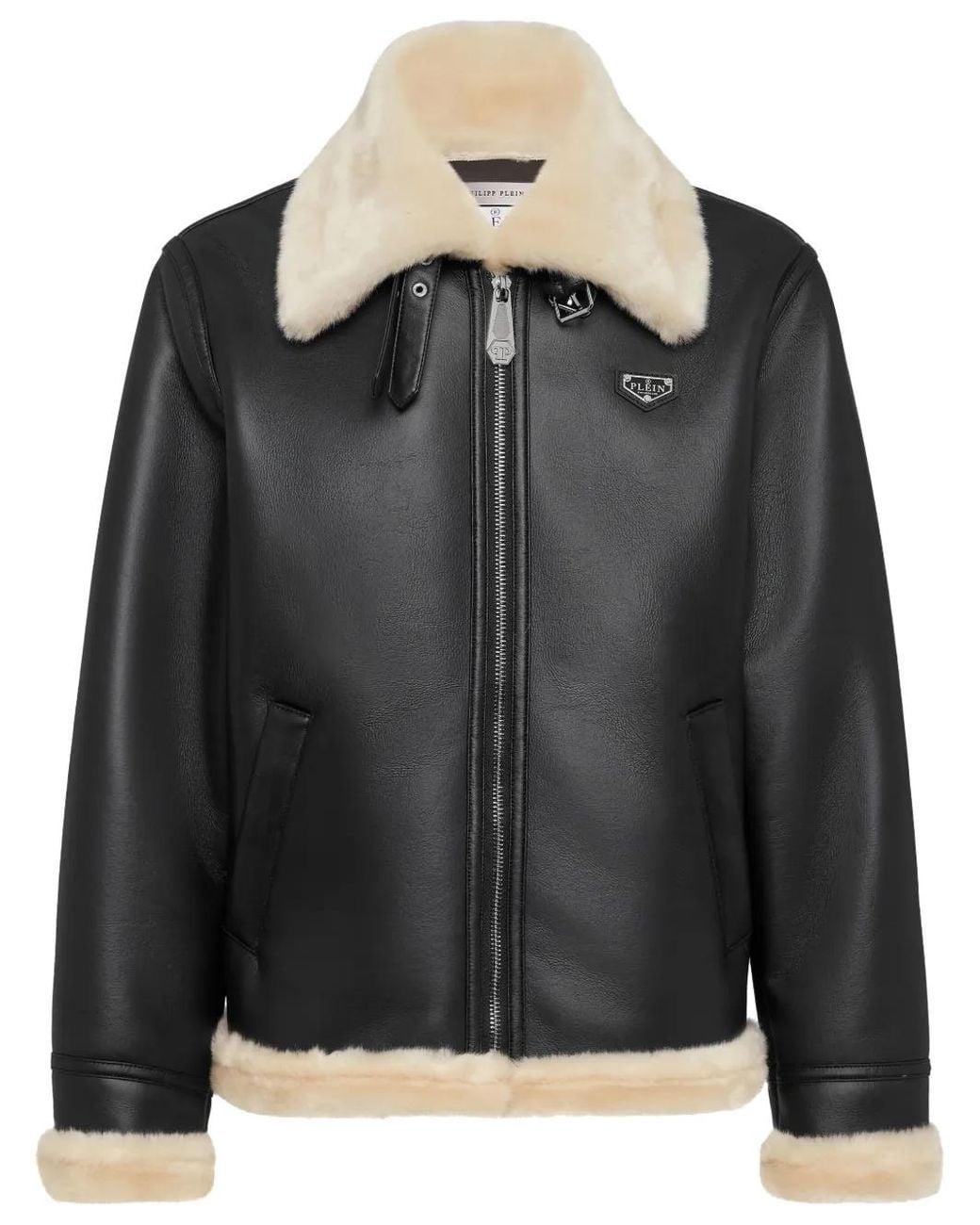 Philipp Plein Black Eco Shearling Jacket for men