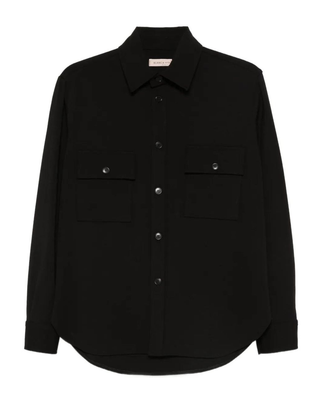 Blanca Vita Black Chest-Pockets Shirt