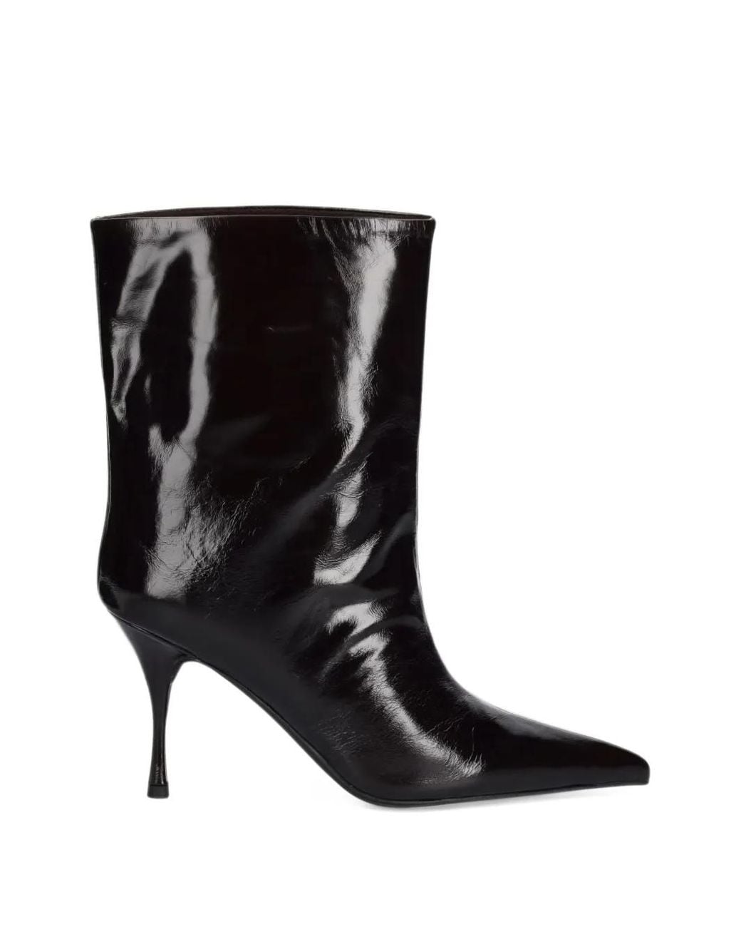 Jeffrey Campbell Black Patent-Finish Pointed-Toe Ankle Boots