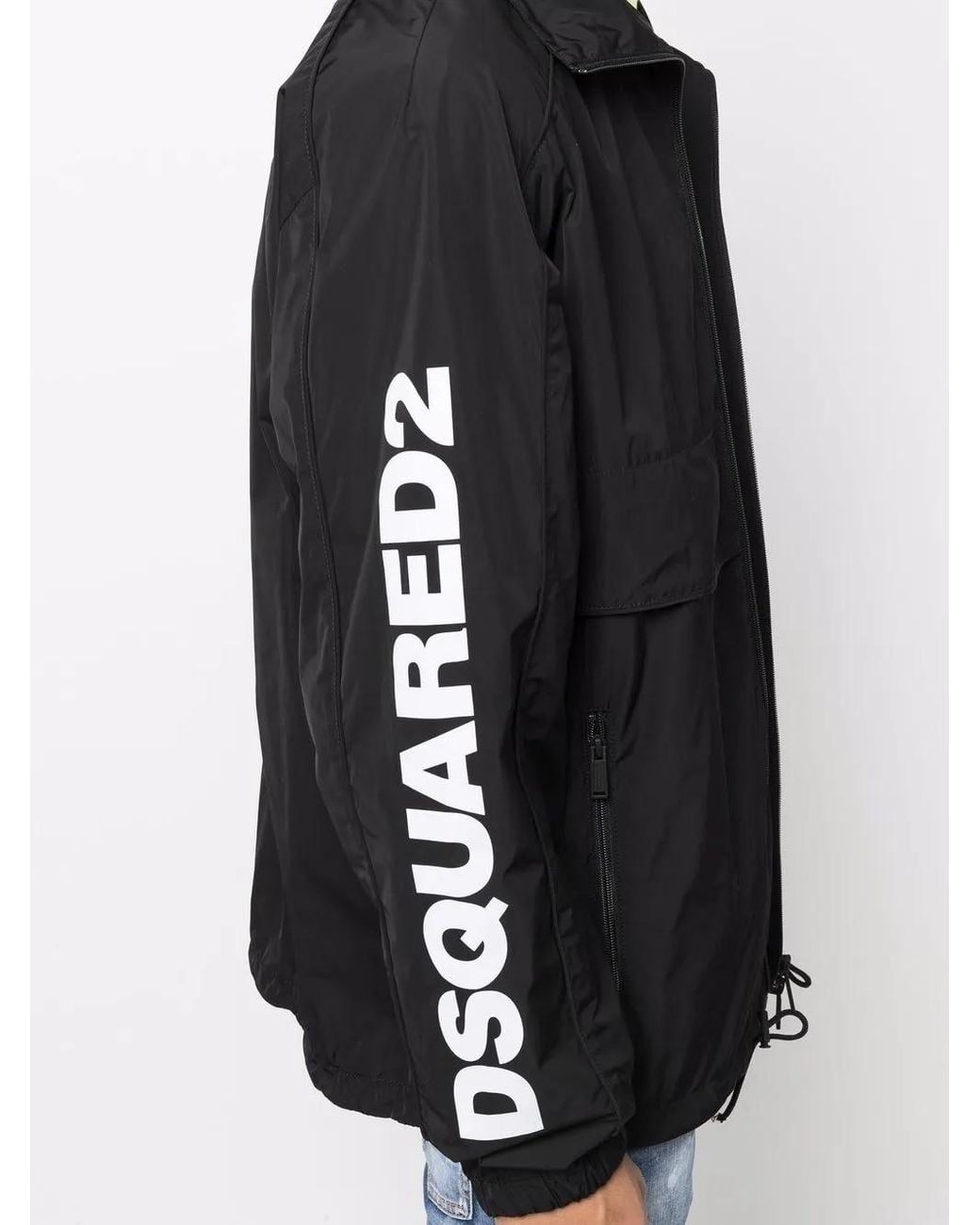 DSquared² Blue Logo-print Zippered Coat for men