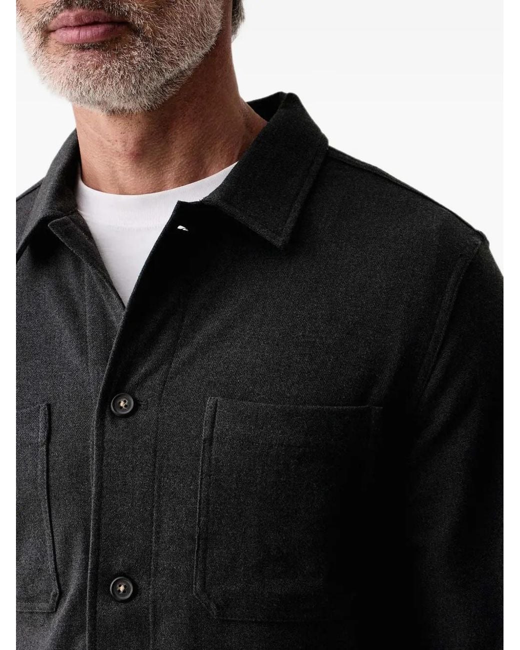 Lindbergh Patch-Pocket Button-Up Overshirt in Black for Men | Lyst