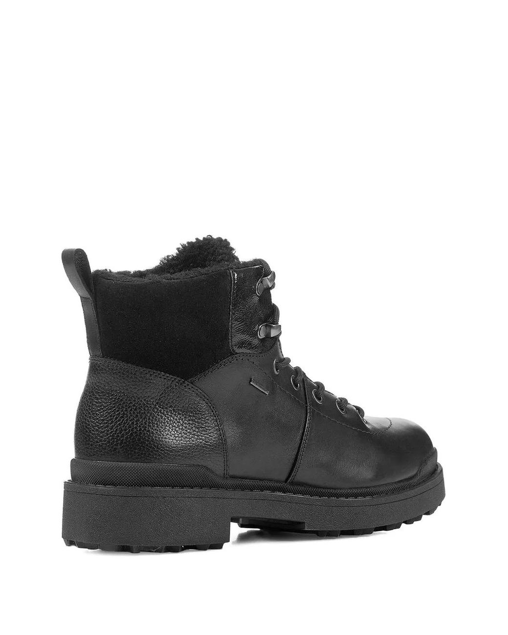 Geox Black Lace-Up Shearling-Lined Boots