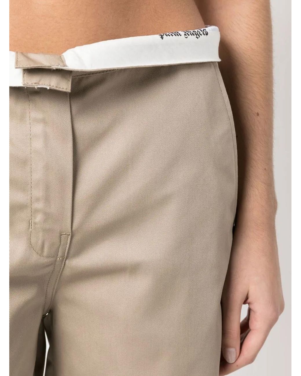 Palm Angels Natural Reverse Waistband Knee-Length Shorts