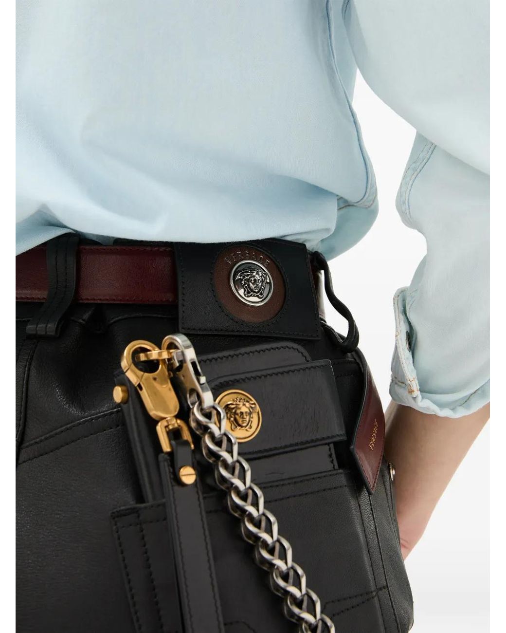 Versace Black Leather Pants