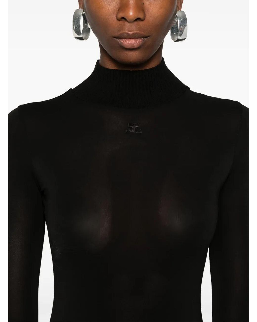 Courreges Top Met Logopatch in het Black