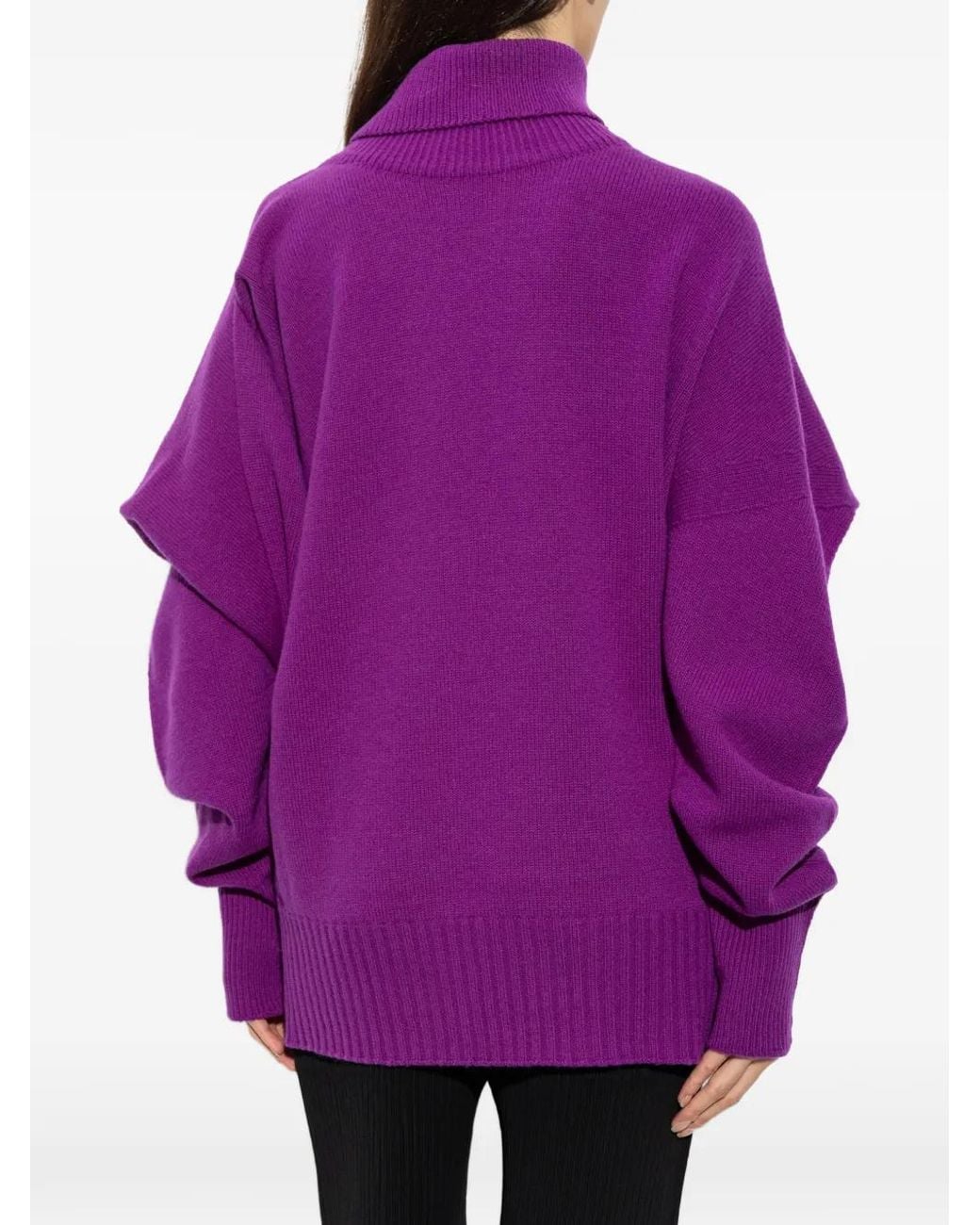 Issey Miyake Purple Draped Turtleneck Sweater