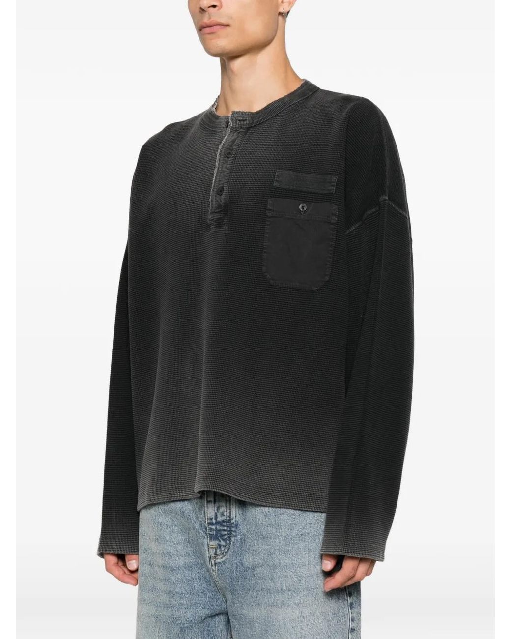 Represent Black Waffle-Knit Sweatshirt for men