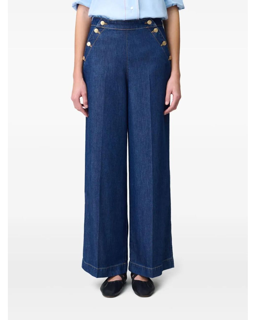 Claudie Pierlot Broek Met Wijde Pijpen in het Blue