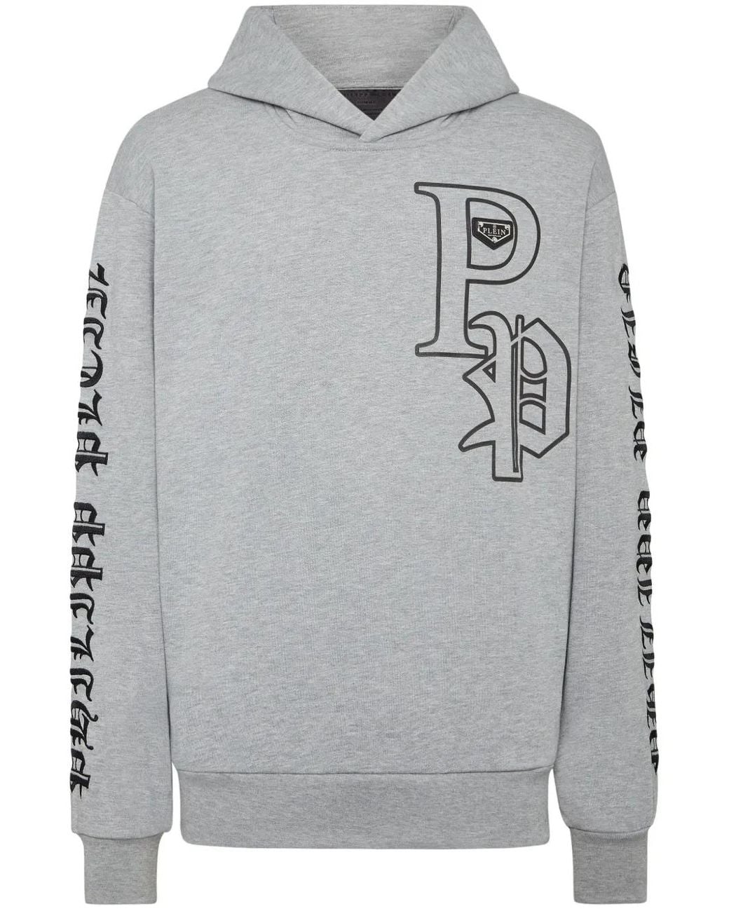 Philipp Plein Gray Gothic Plein Hoodie for men