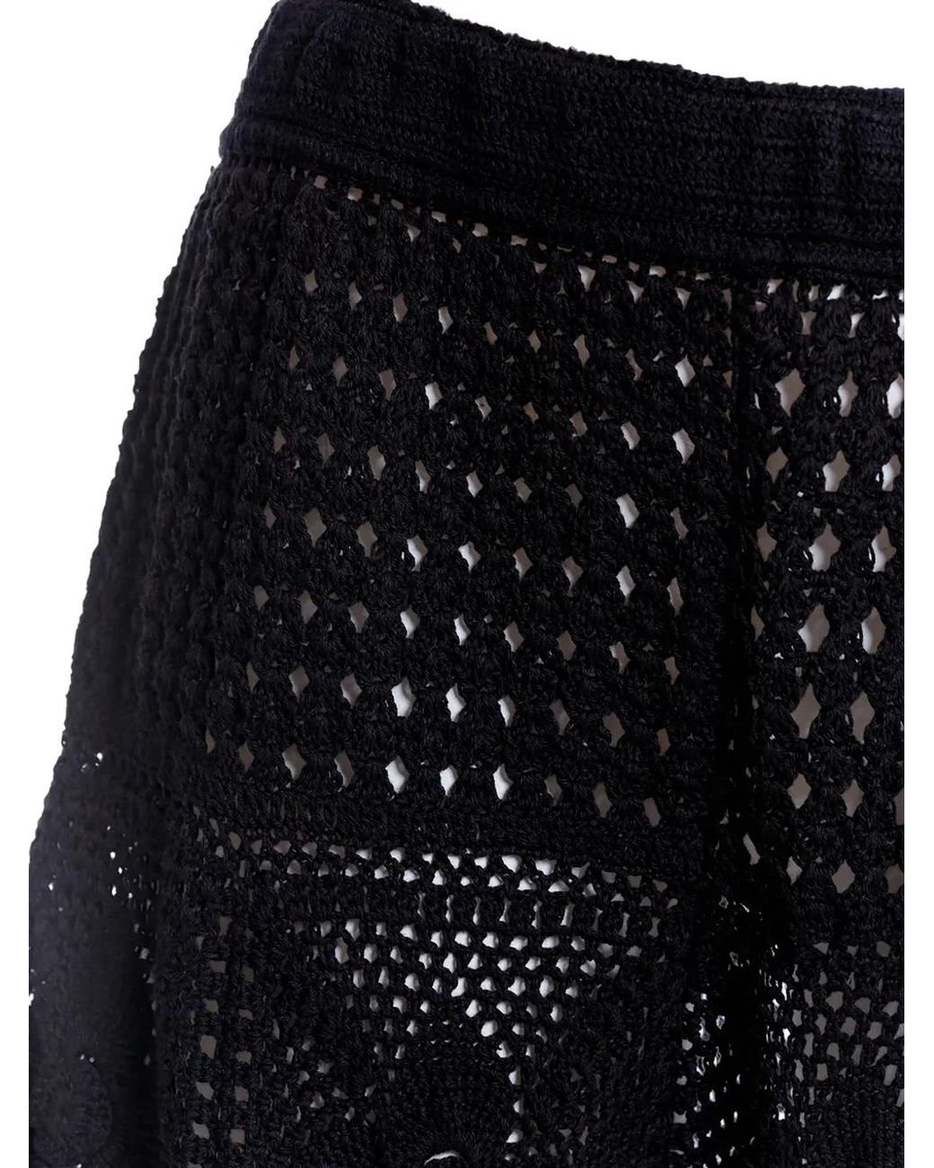 Agua Bendita Black Wesley Crochet-Knit Flared Trousers