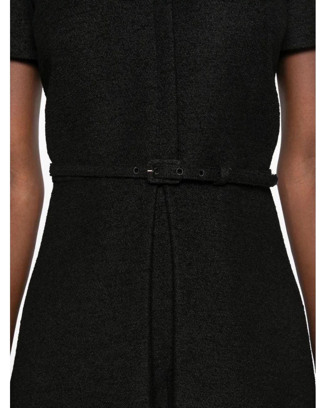 Fendi Black Belted Short-Sleeve Midi Dress