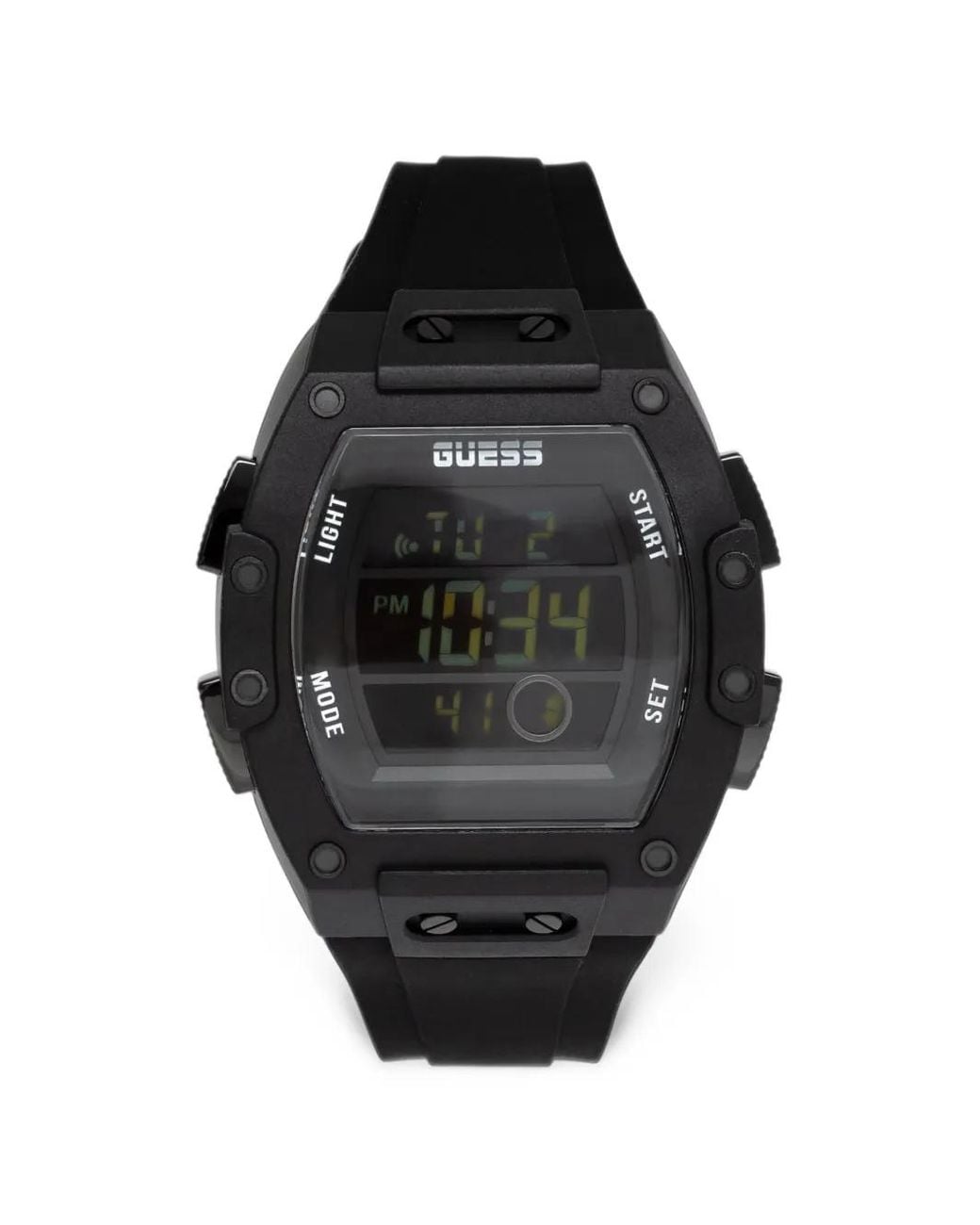 Guess Black Digital Tonneau 43Mm Watch for men