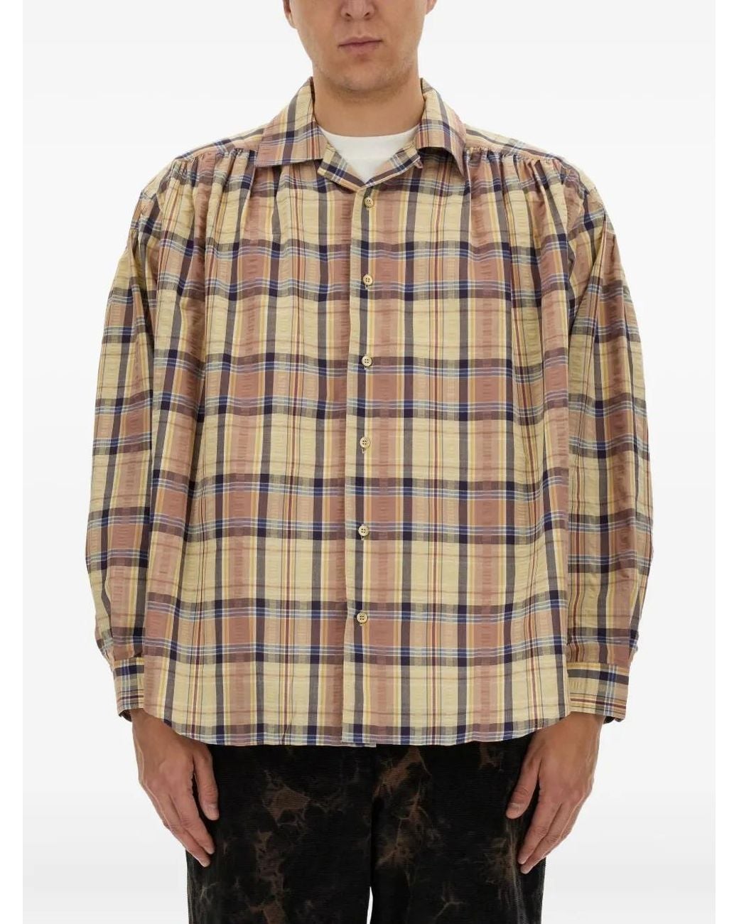 A.I.E. Natural Checked Cotton Shirt for men
