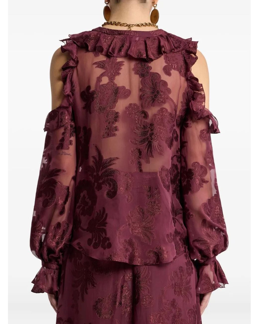 Etro Purple Fil Coupé Chiffon Shirt