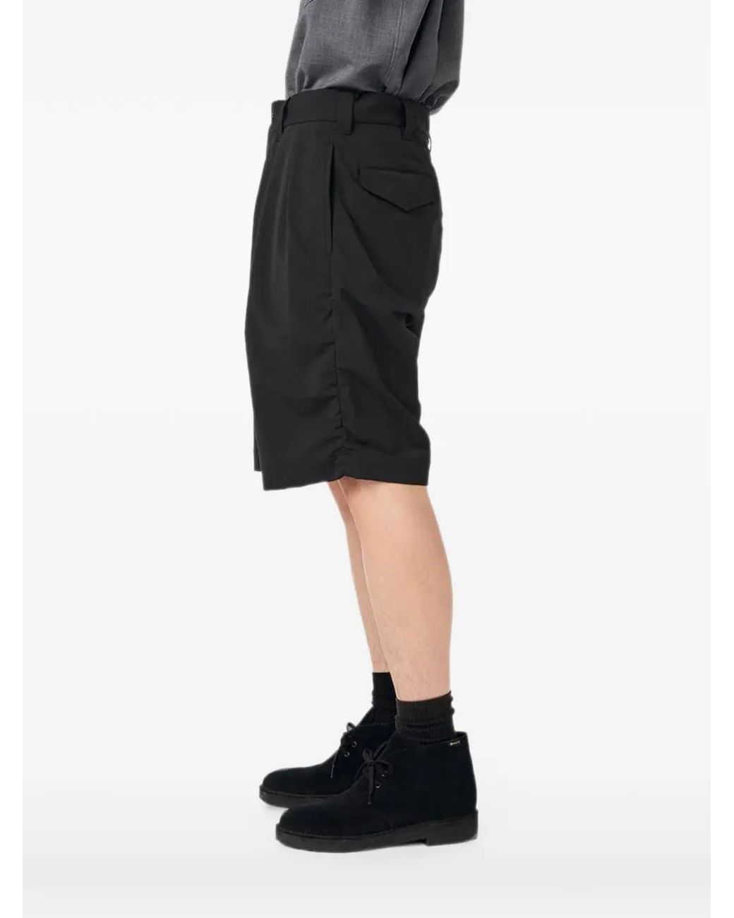Nanamica Black Alphadry Double-Pleat Shorts for men