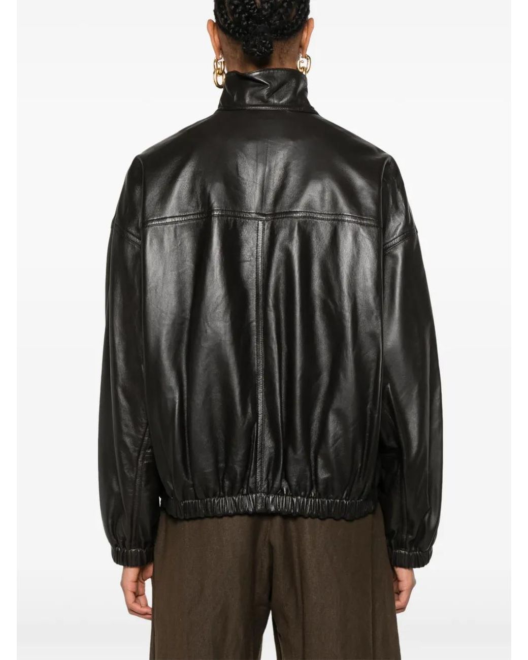 LEMAIRE ブラックジャケット スタンドカラー Lemaire スタンドカラー レザージャケット ブラック | Lyst