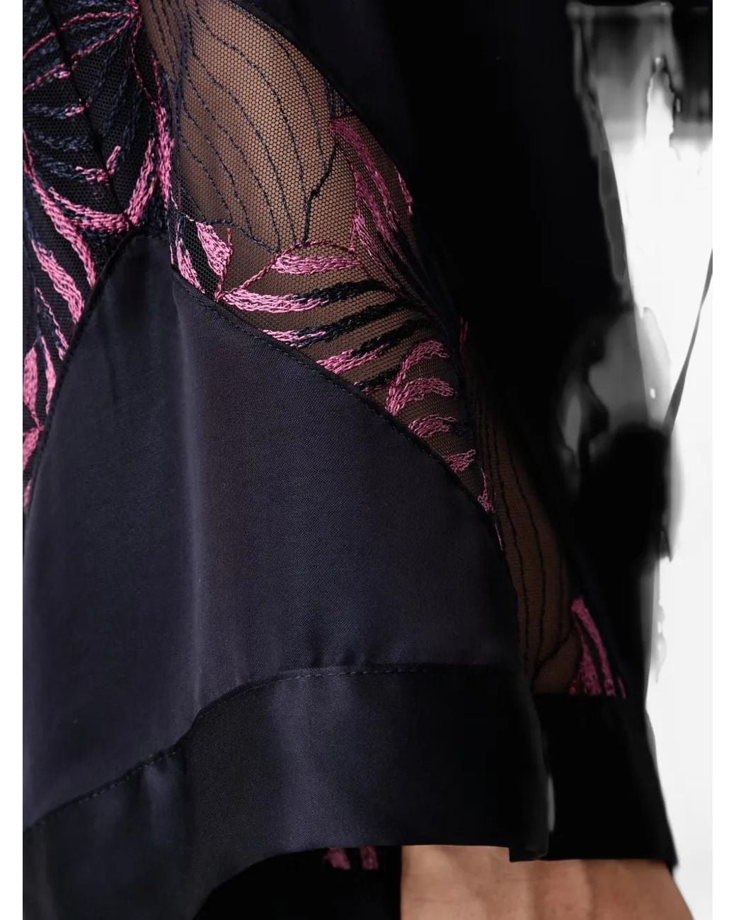 Chantelle Black Legend Lace-Panelled Belted Robe