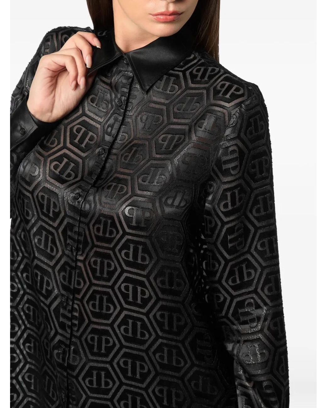 Philipp Plein Black Regular Fit Shirt Monogram