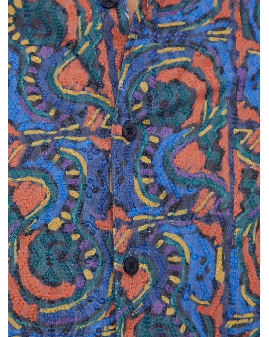 Desigual Overhemd Met Abstracte Print in het Blue voor heren