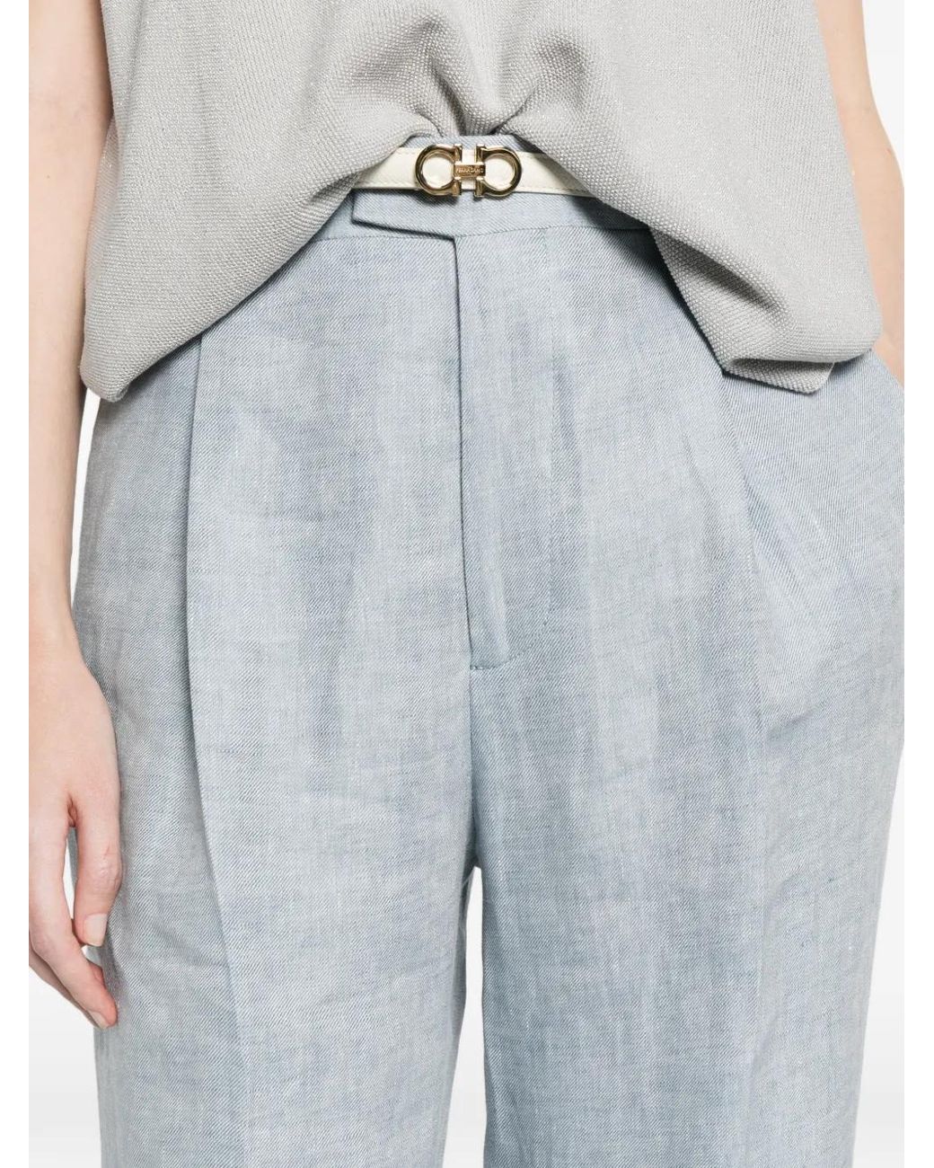 Berwich White Simona Pleated Trousers
