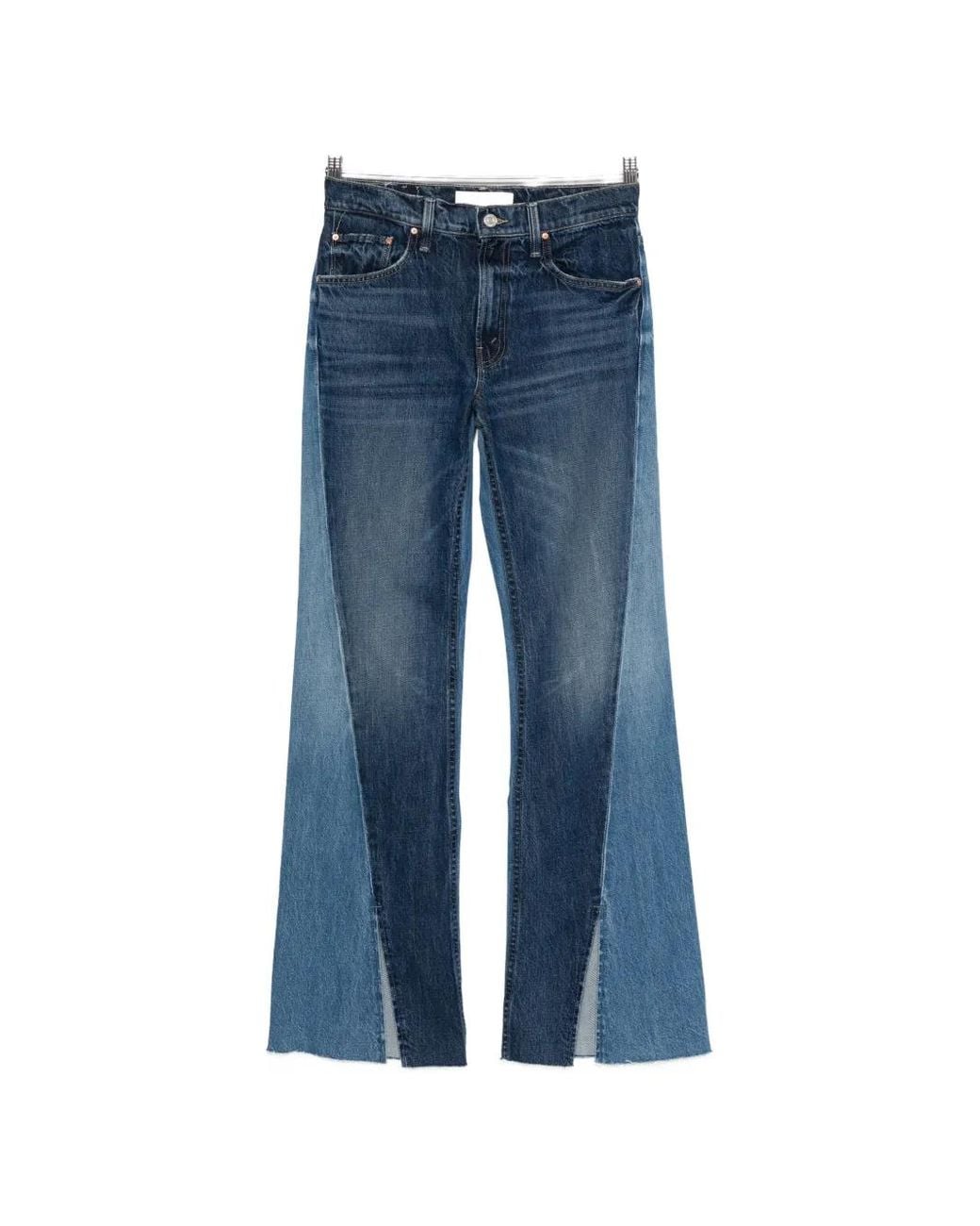 Mother Blue The Bookie Slit Twist Heel Fray Jeans
