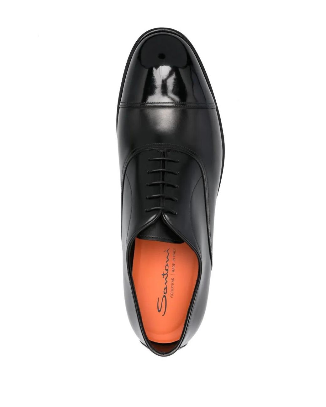 Santoni Black Lace-Up Leather Loafers for men