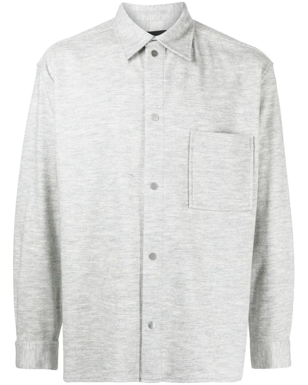 3.1 Phillip Lim Gray Point-Collar Flannel Shirt for men