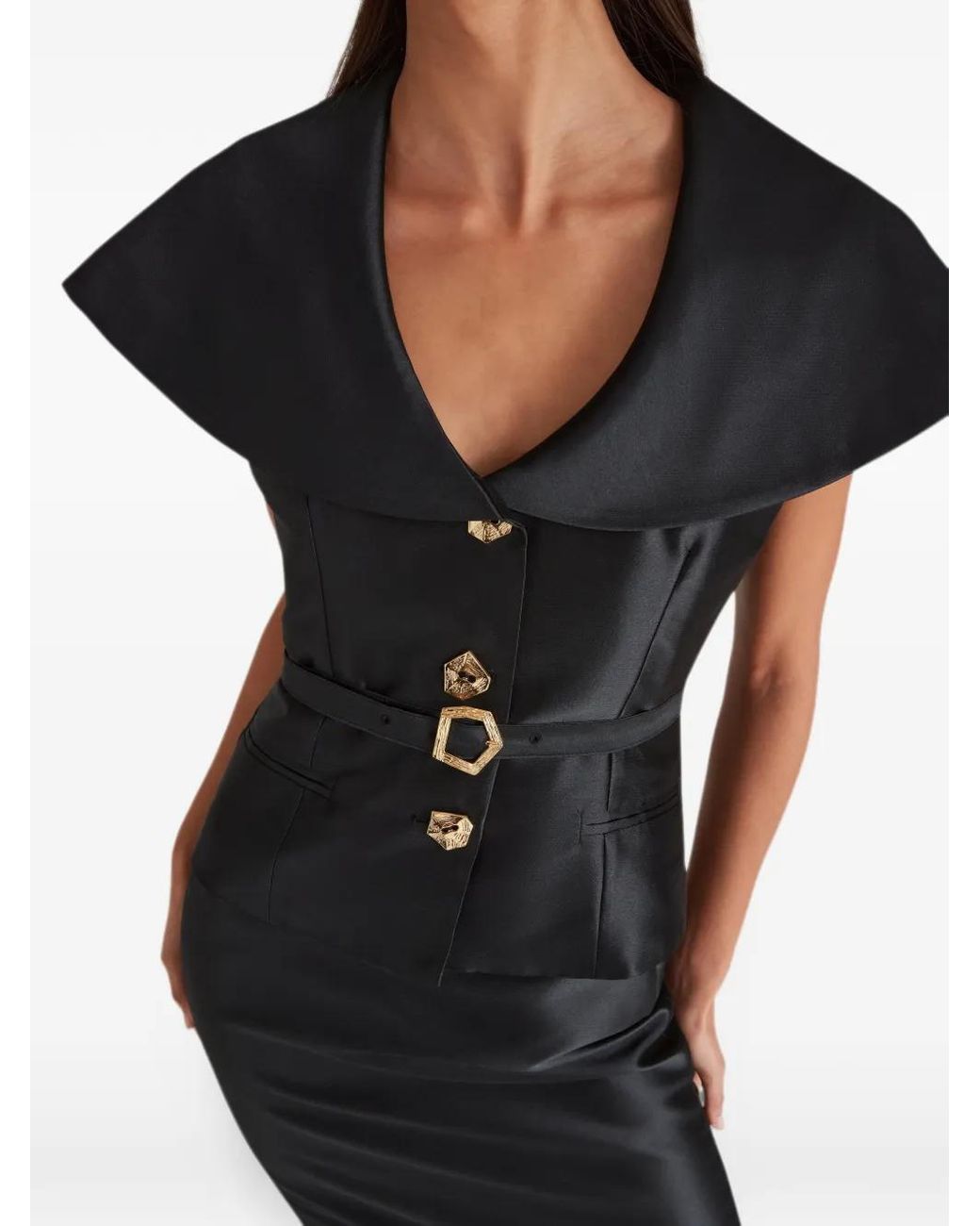 Violante Nessi Black Manuela Belted Midi Dress