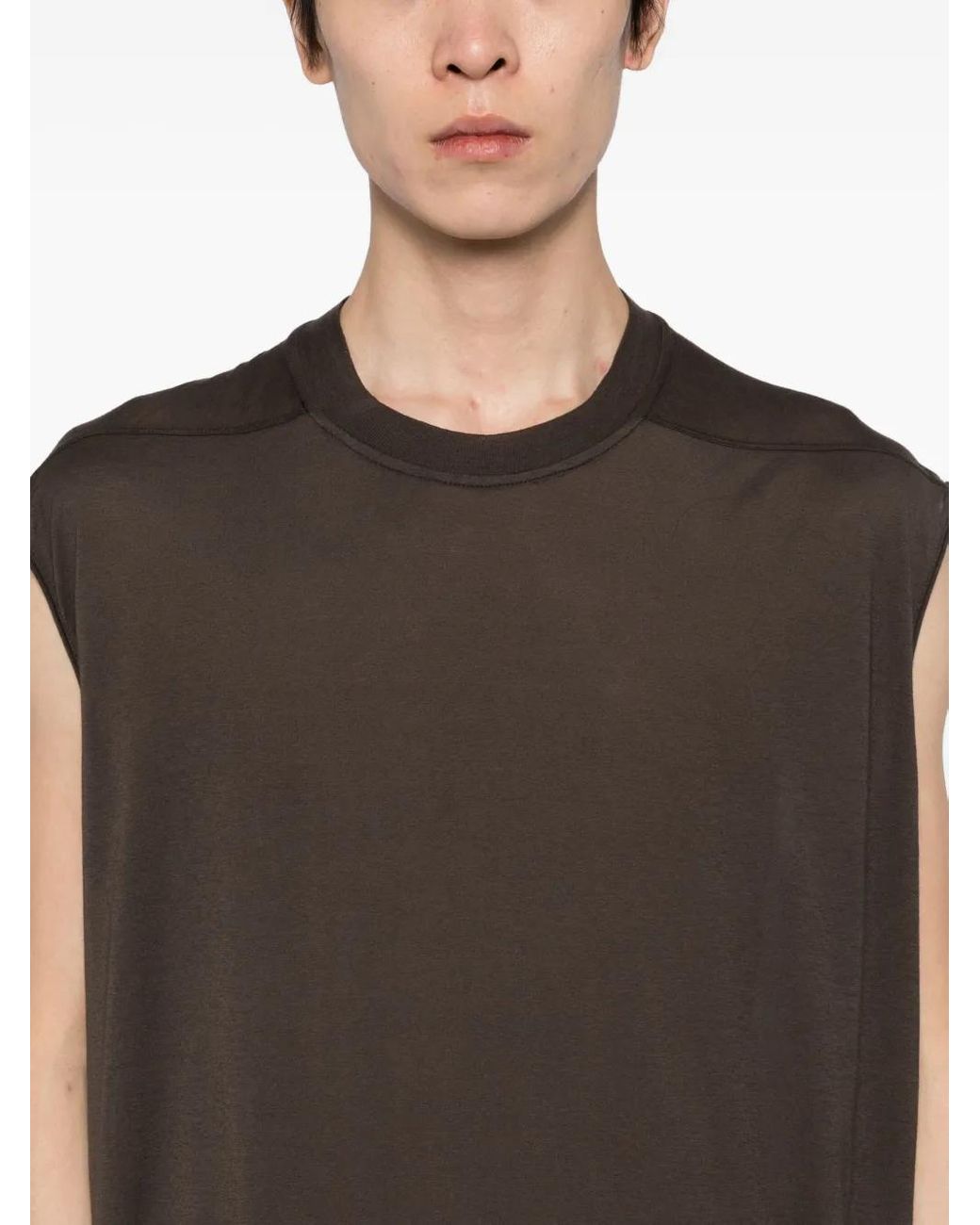 Rick Owens Brown Sleeveless T-Shirt for men