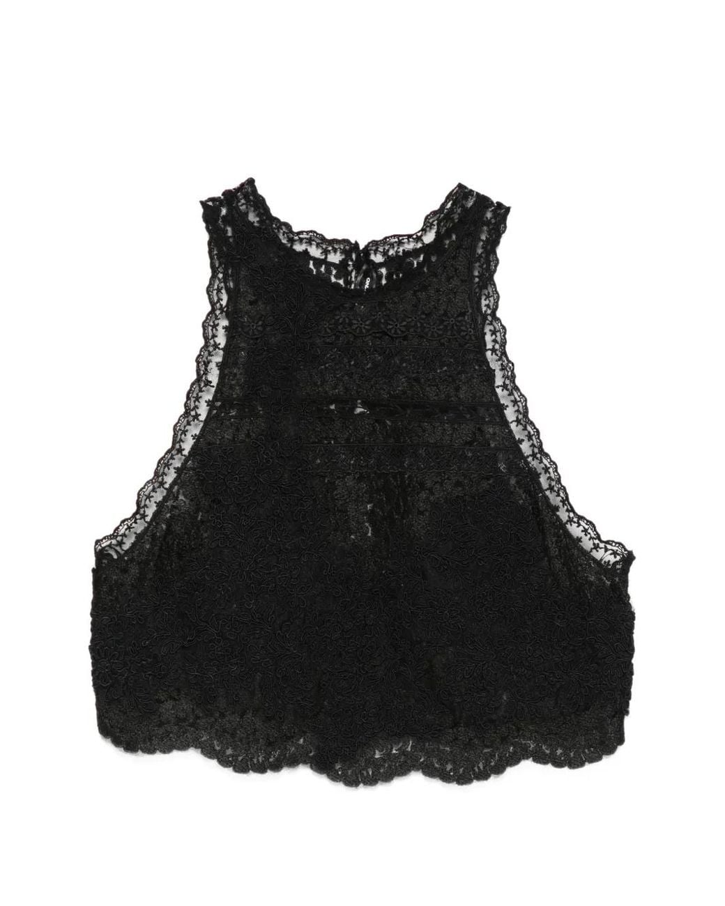 Ermanno Scervino Black Embroidery Tank Top