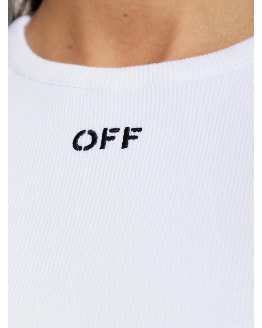 Off-White c/o Virgil Abloh White Embroidered-Logo Ribbed T-Shirt